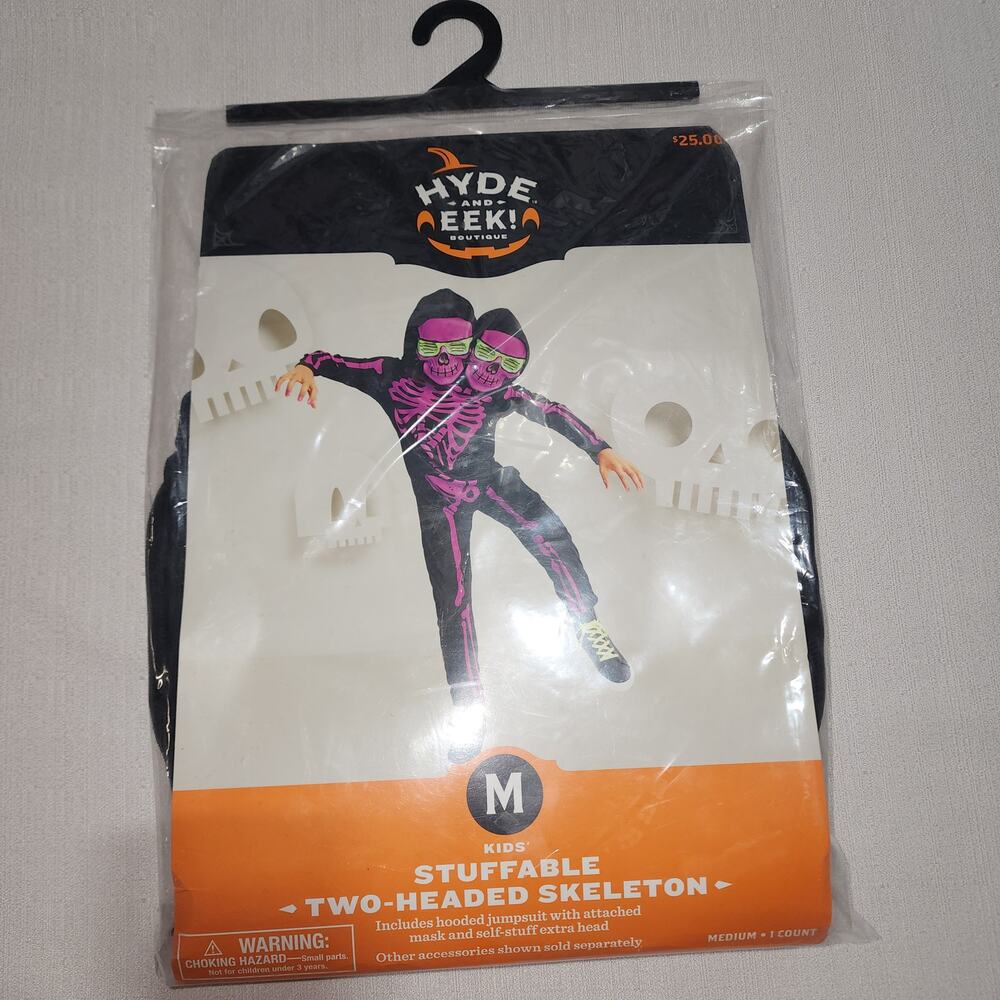 Hyde and eek kids size medium stuffable two headed skeleton